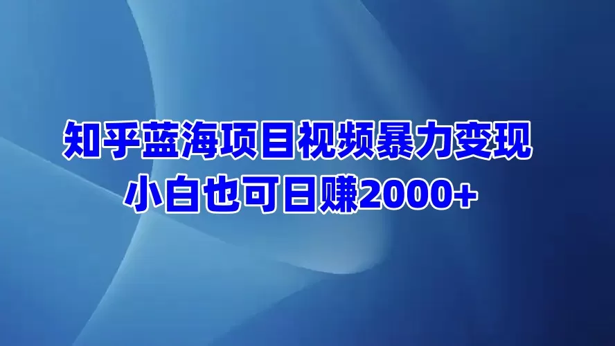 知乎蓝海项目视频带货 小白也可日赚2000+-颜夕资源网-第16张图片